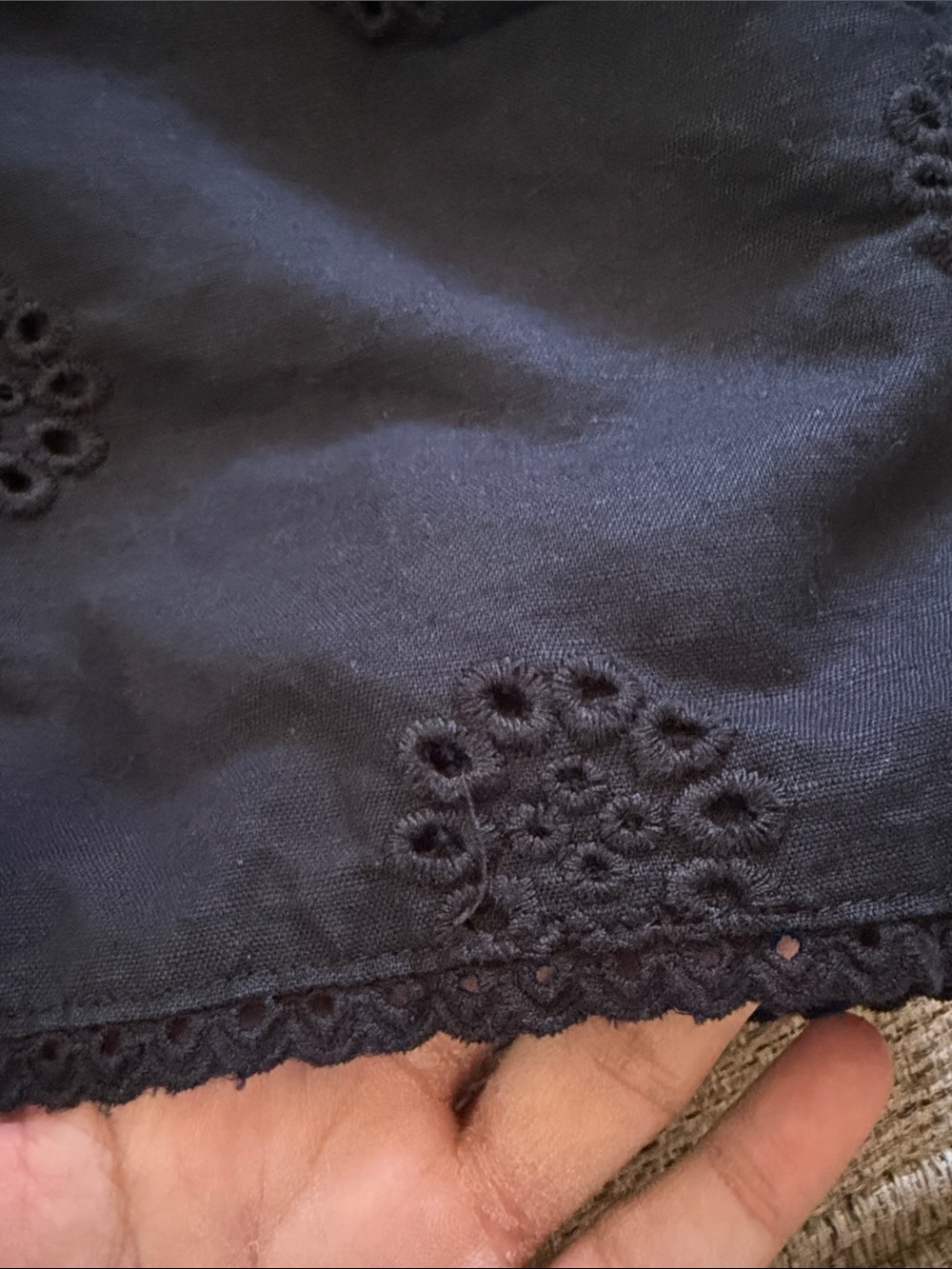 Joie Black Eyelet Button-Front Crop Top - Picture 2 of 8